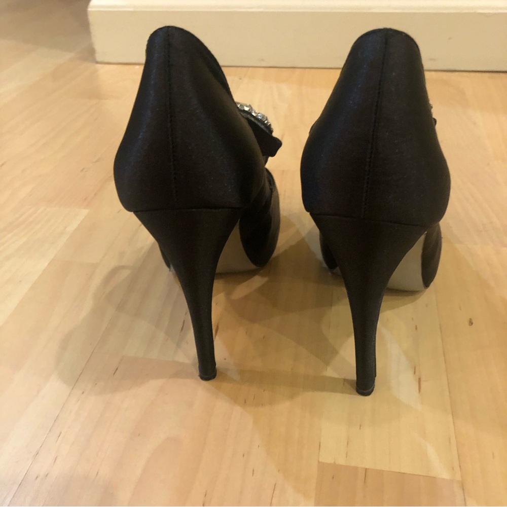 Black Rhinestone Peep-toe Heels - Picture 4 of 5